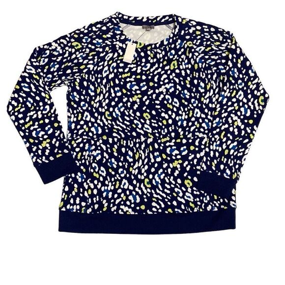 Talbots NWT Terry Crewneck Pullover Enchanting Animal Leopard Print Petite Small - Picture 1 of 11